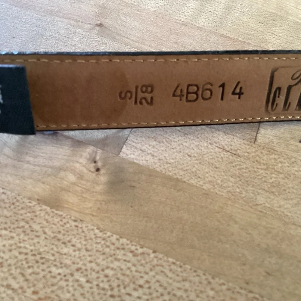 BRIGHTON Vintage 1” Gold & Silver Buckle Black Faux Reptile Leather Belt S 28